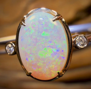 14k Gold - Solid South Australian Crystal Opal Ring
