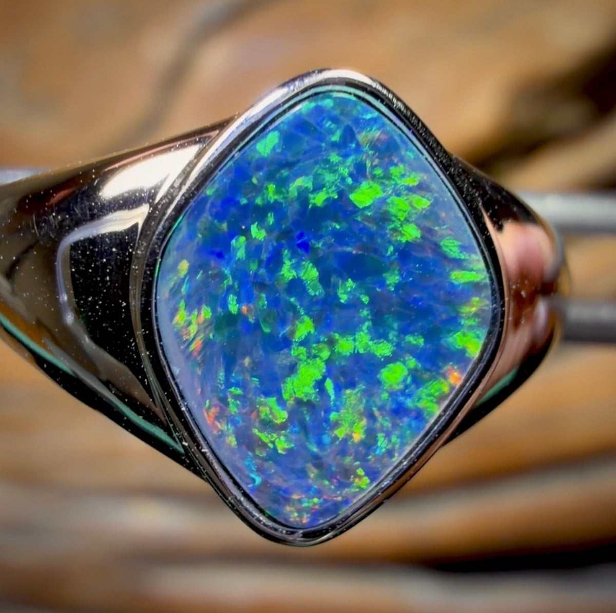 14k White Gold - Queensland Boulder UNISEX Opal Doublet Ring