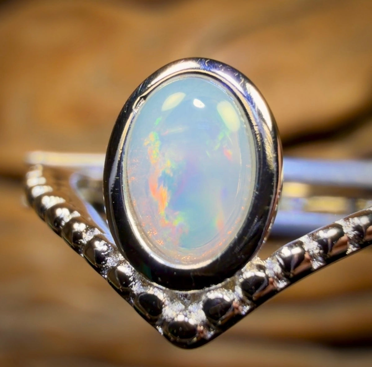 Sterling Silver - South Australian Crystal Opal Ring