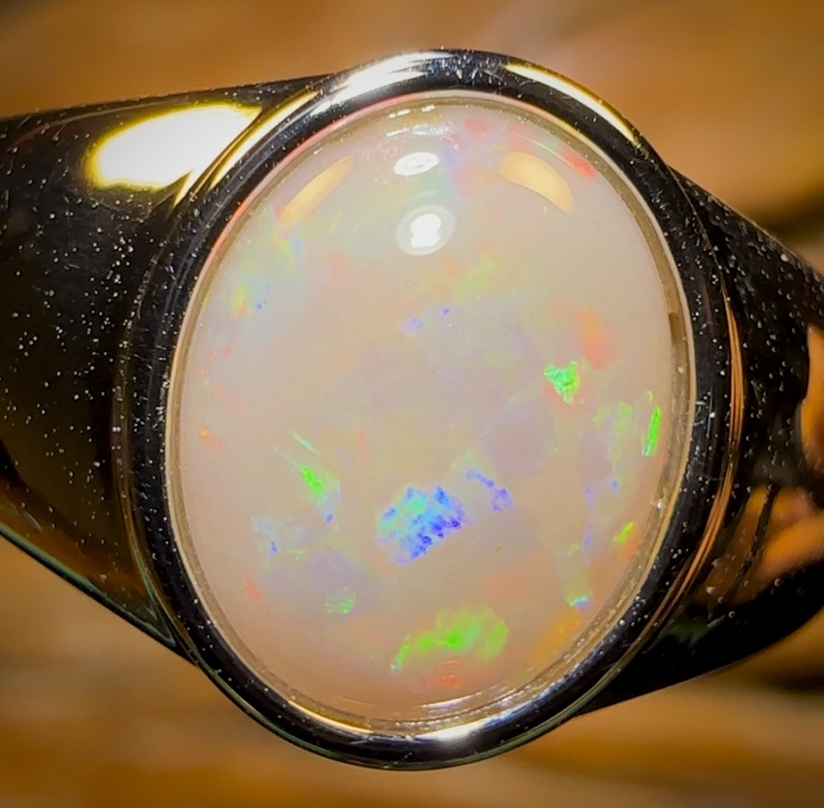 Sterling Silver - UNISEX South Australian White Opal Ring