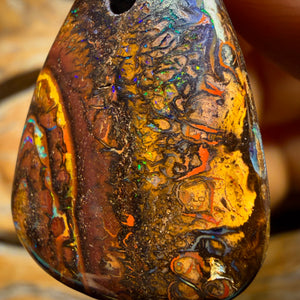 31 x 22mm - Drilled Tribal Queensland Boulder Opal Necklace