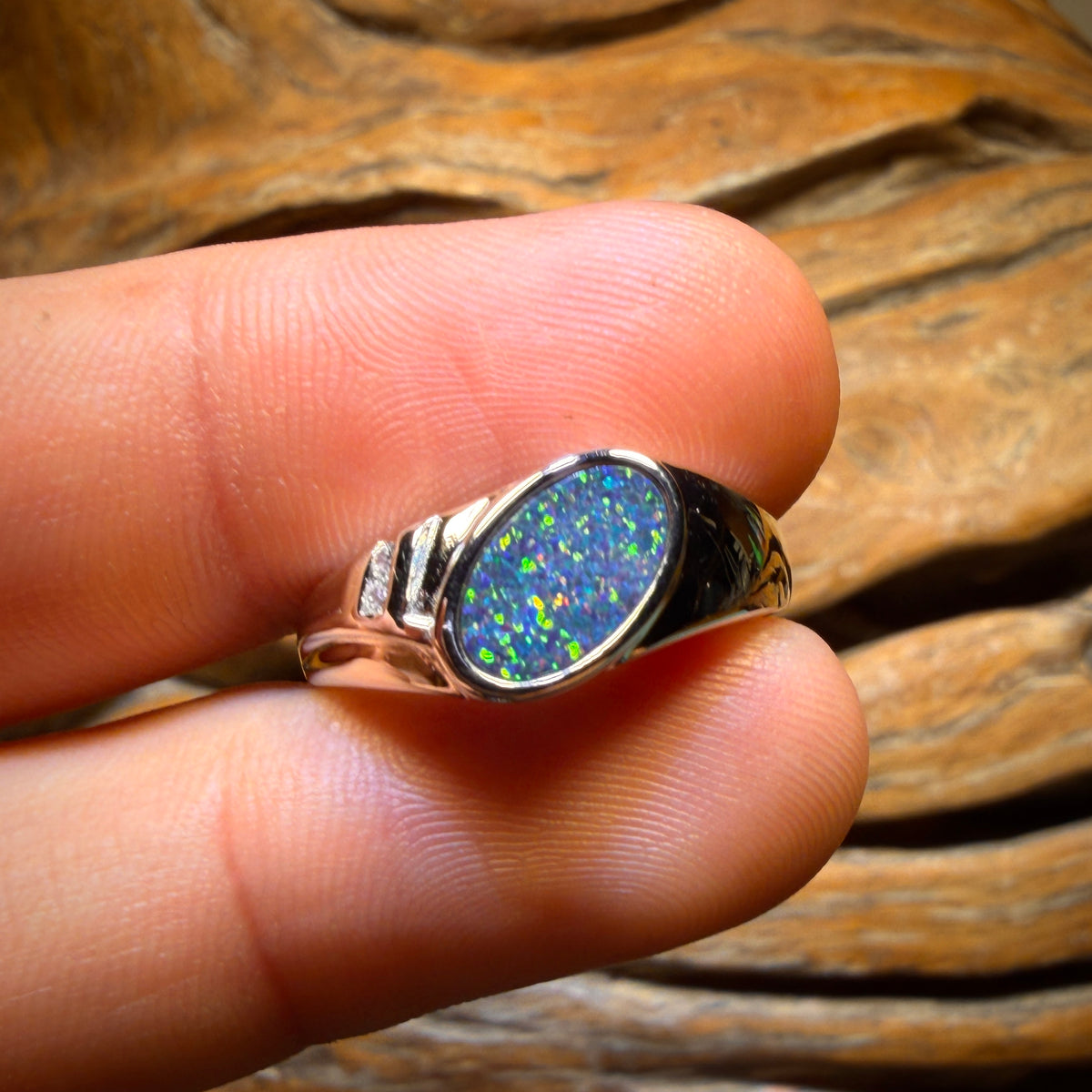 Sterling Silver - UNISEX Queensland Boulder Opal Doublet Ring
