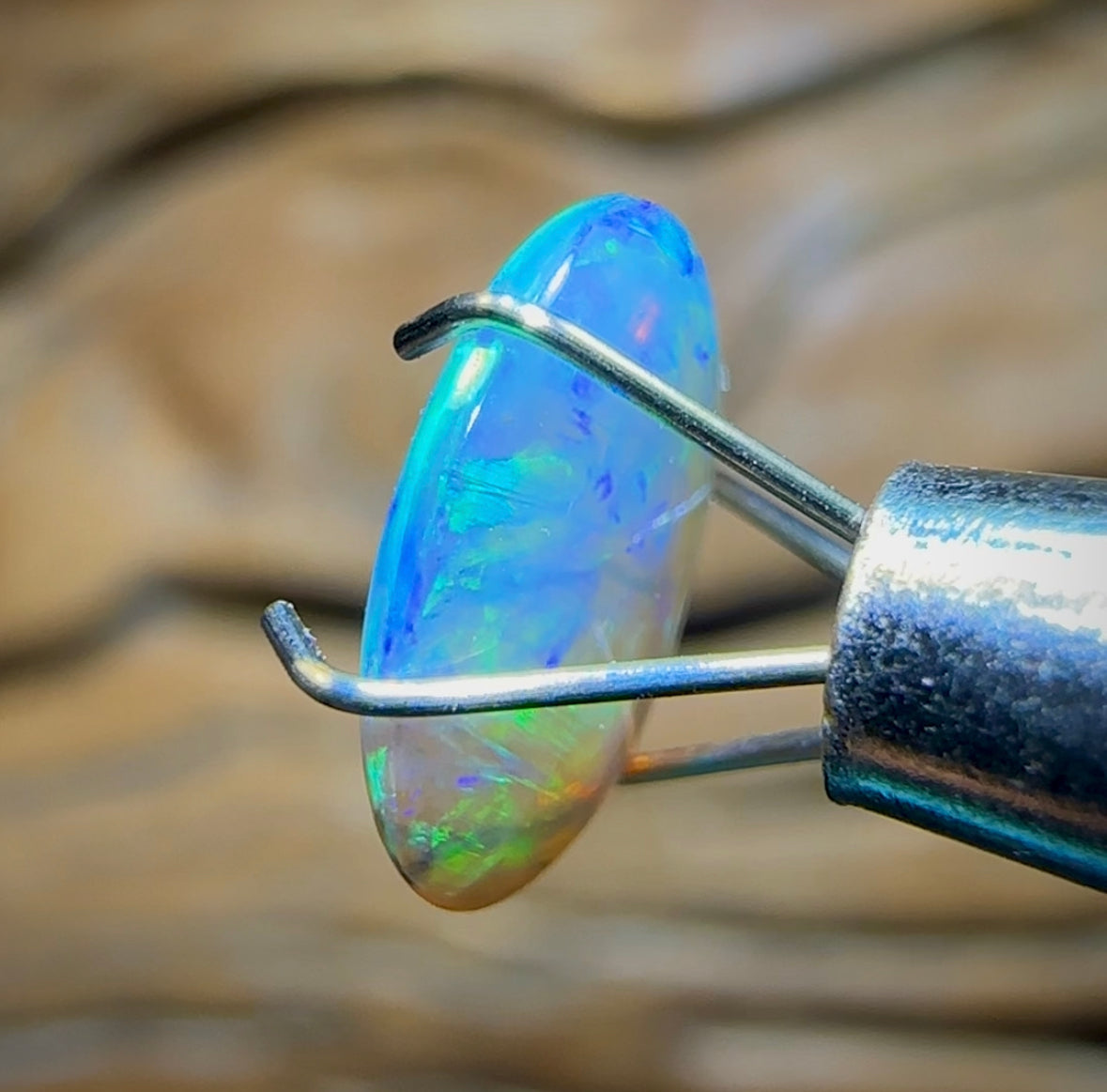 1.25cts - ‘Digital Wave’ Lightning Ridge Crystal Opal. Double Sided Clean Pure - Opal Whisperers