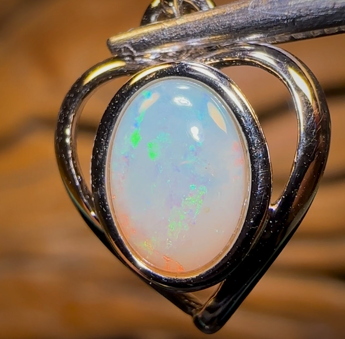 Sterling Silver - Solid South Australian White Opal Pendant