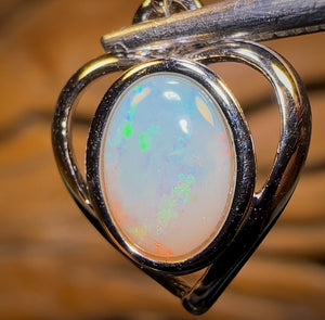 Sterling Silver - Solid South Australian White Opal Pendant