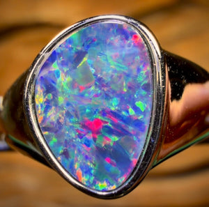 Sterling Silver - Queensland Boulder Opal Doublet Ring UNISEX
