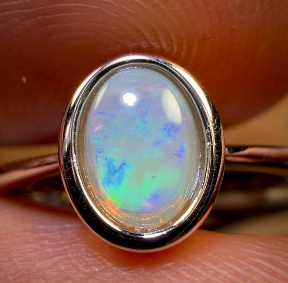 Bague en argent sterling avec opale de cristal d'Australie du Sud