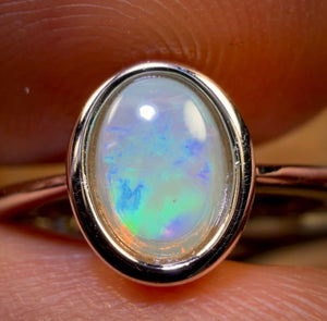 Bague en argent sterling avec opale de cristal d'Australie du Sud