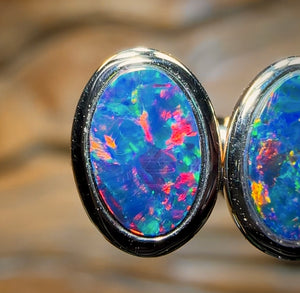 14k Gold - Classic Queensland Boulder Doublet Earrings - Opal Whisperers