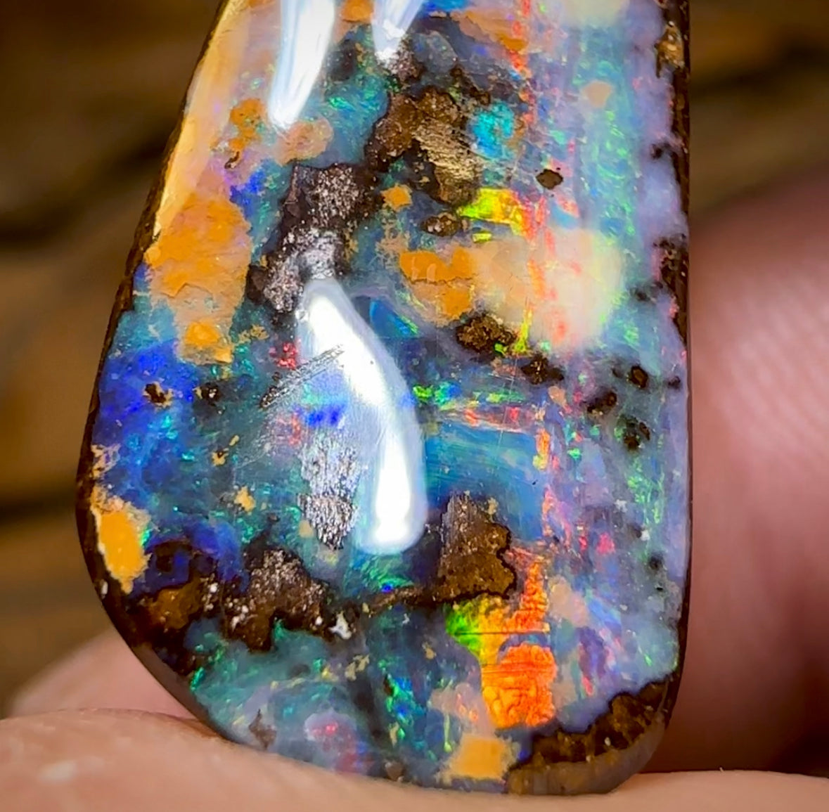 10.9cts - Red Miltifire Queensland Boulder Solid Opal from Winton - Opal Whisperers