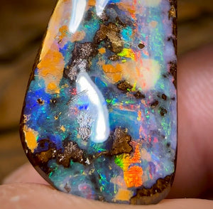 10.9cts - Red Miltifire Queensland Boulder Solid Opal from Winton - Opal Whisperers