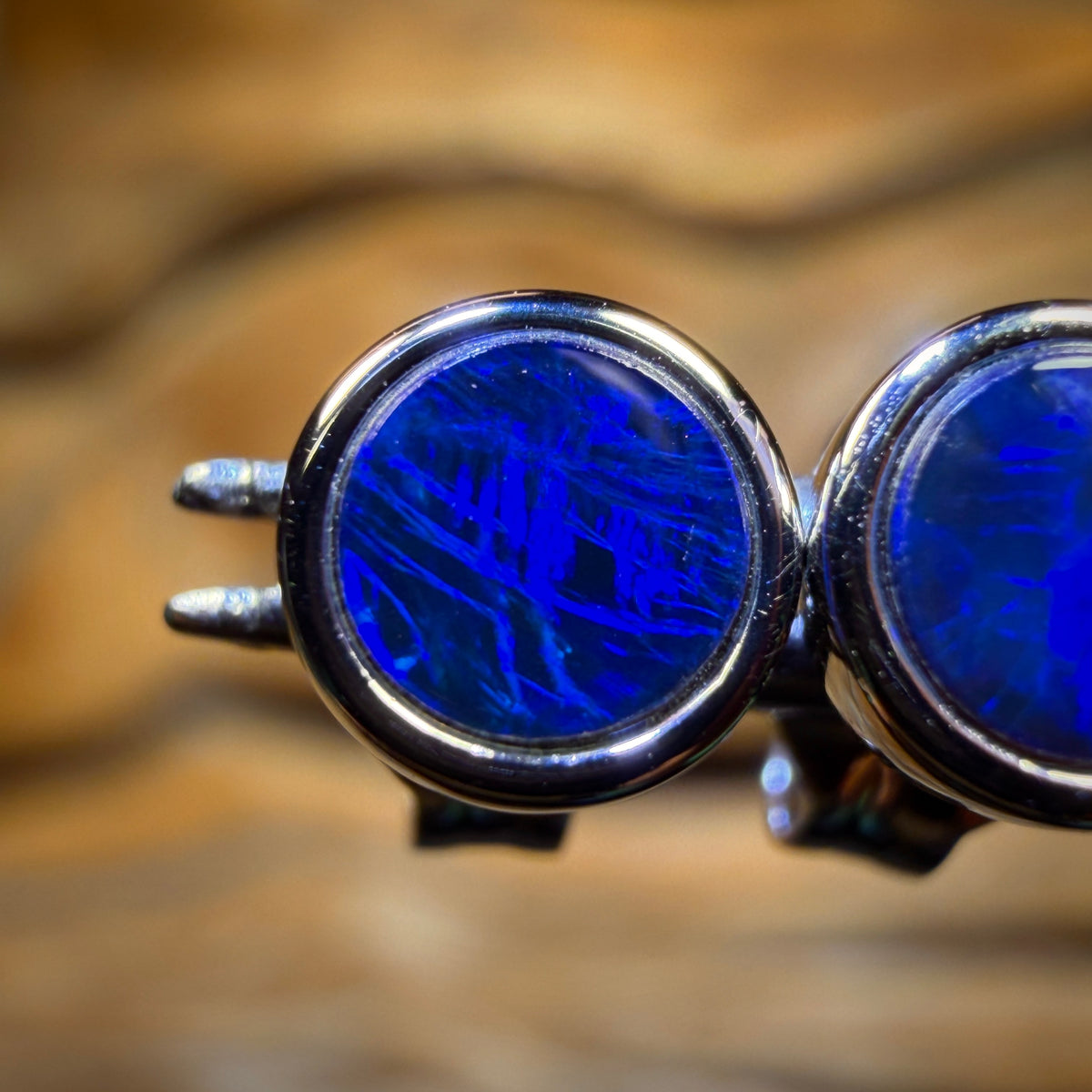 Sterling Silver - Royal Blue Australian Boulder Opal Doublet Stud Earrings