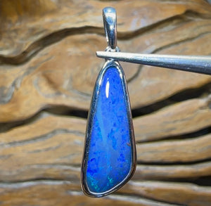 Sterling Silver - Solid Australian Boulder Opal Pendant