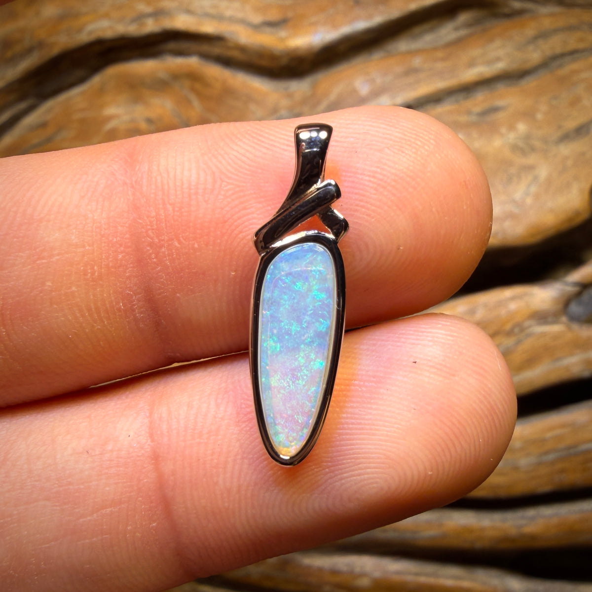 30% Off Card! Sterling Silver - Solid South Australian Crystal Opal Pendant