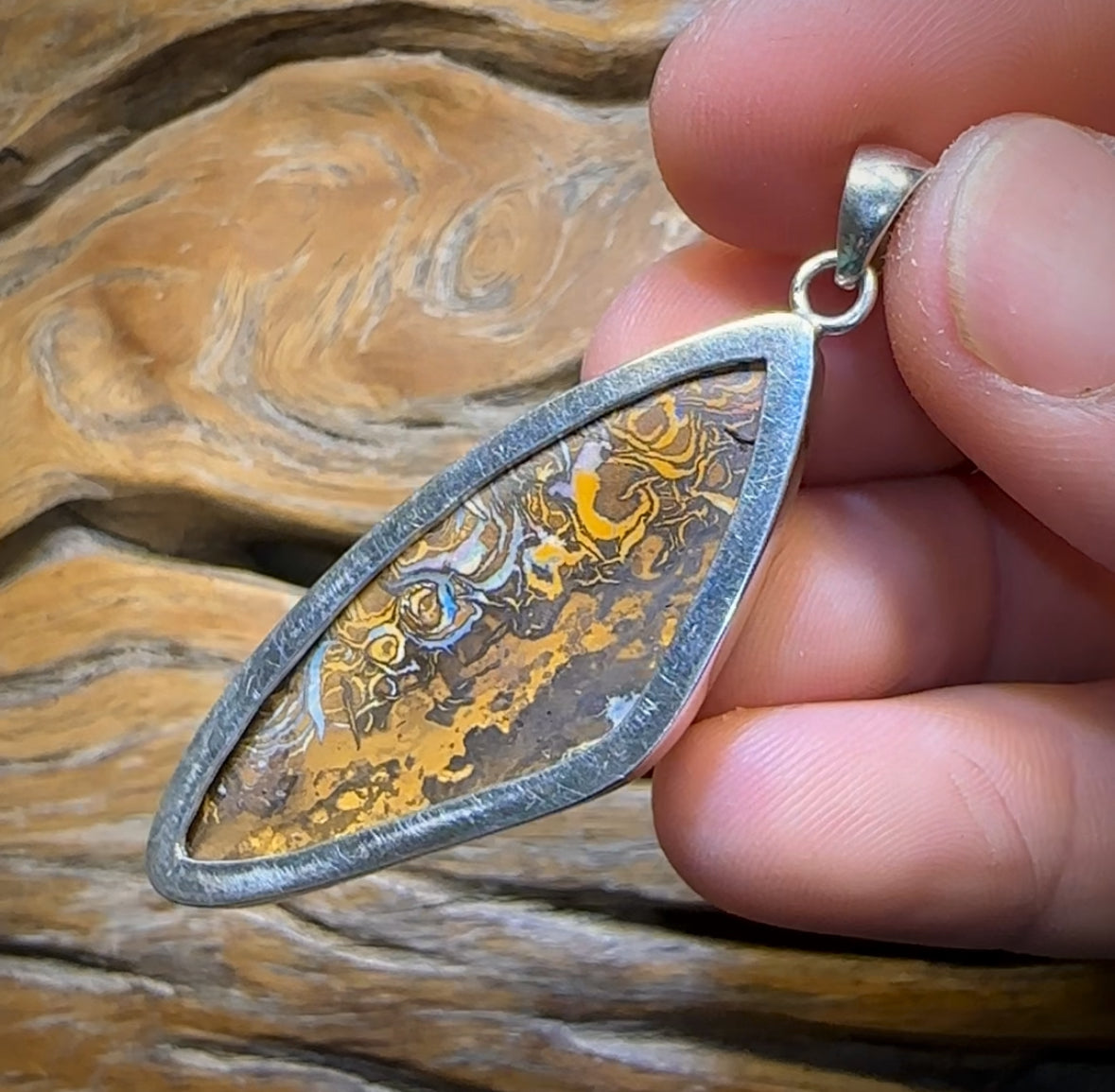 Sterling Silver - Large Tribal Boulder Opal UNISEX Pendant