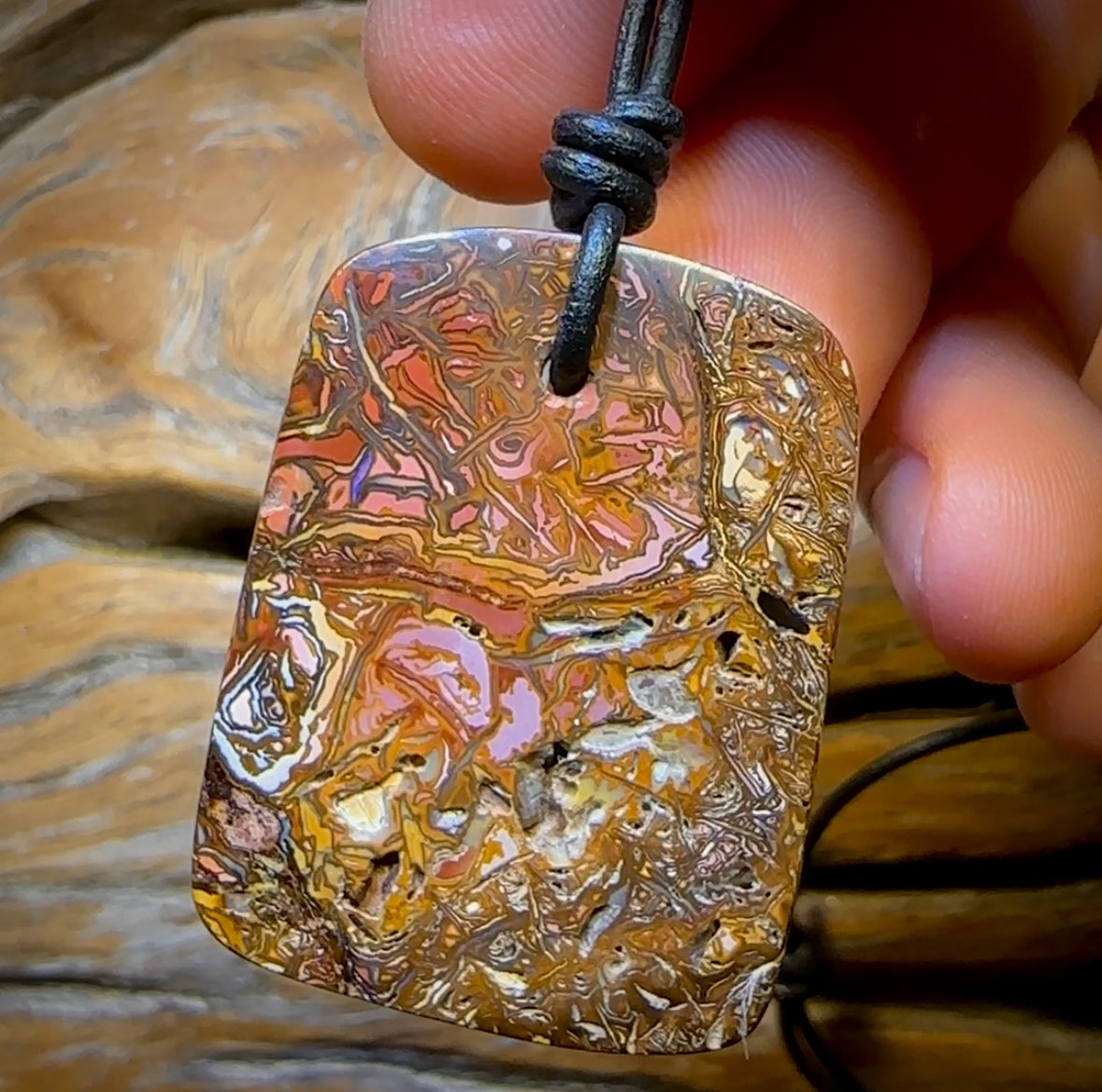 37 x 28mm - Wow Tribal Drilled Tan Boulder Opal Necklace