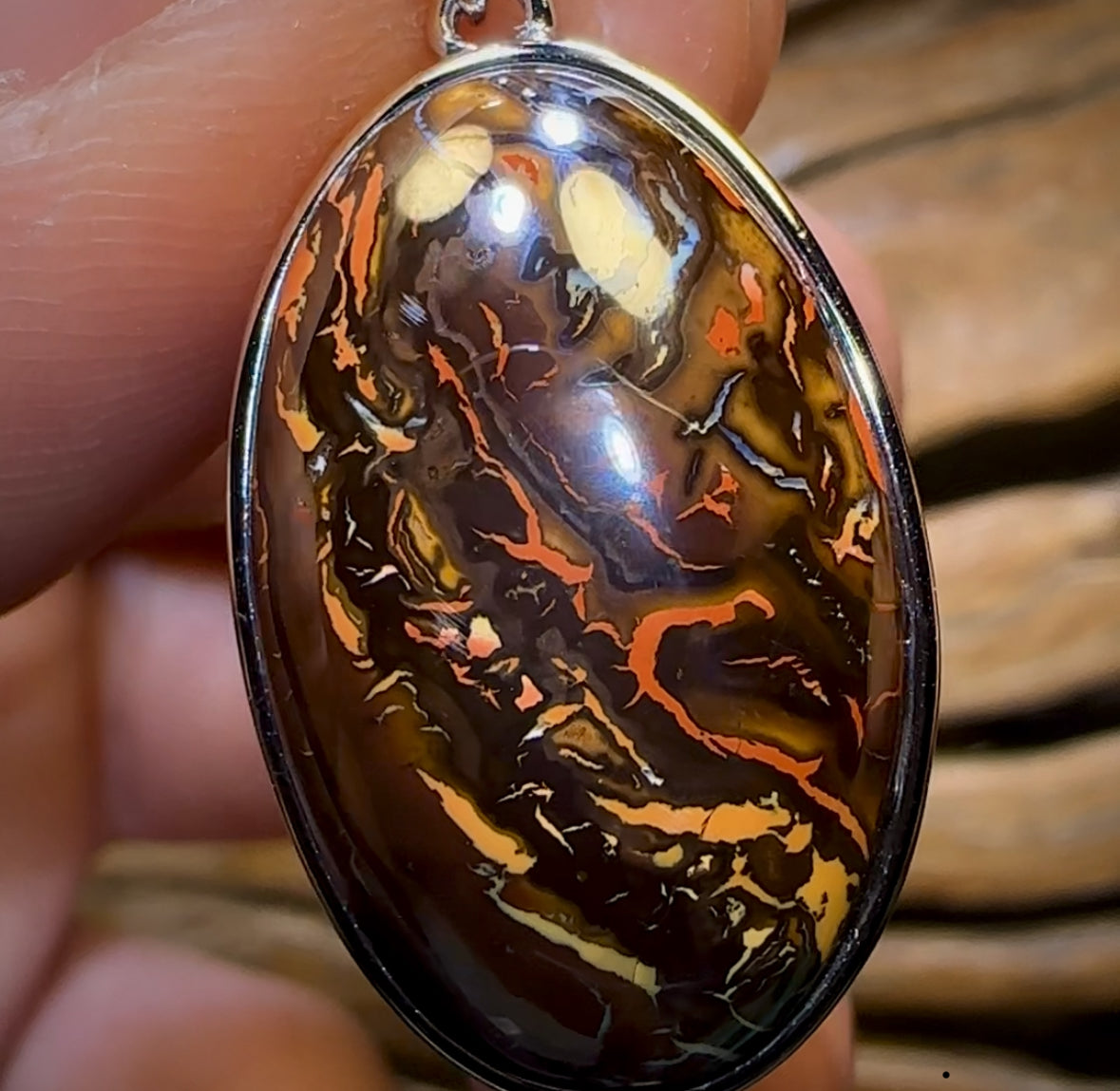 MUMMY DADDY Sterling Silver - Solid Queensland Boulder Opal Ring and Pendant Set