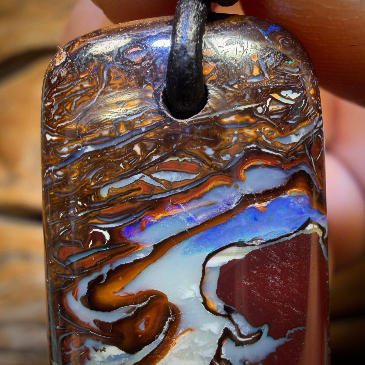 36 x 18mm - Drilled Tribal Queensland Boulder Opal Necklace