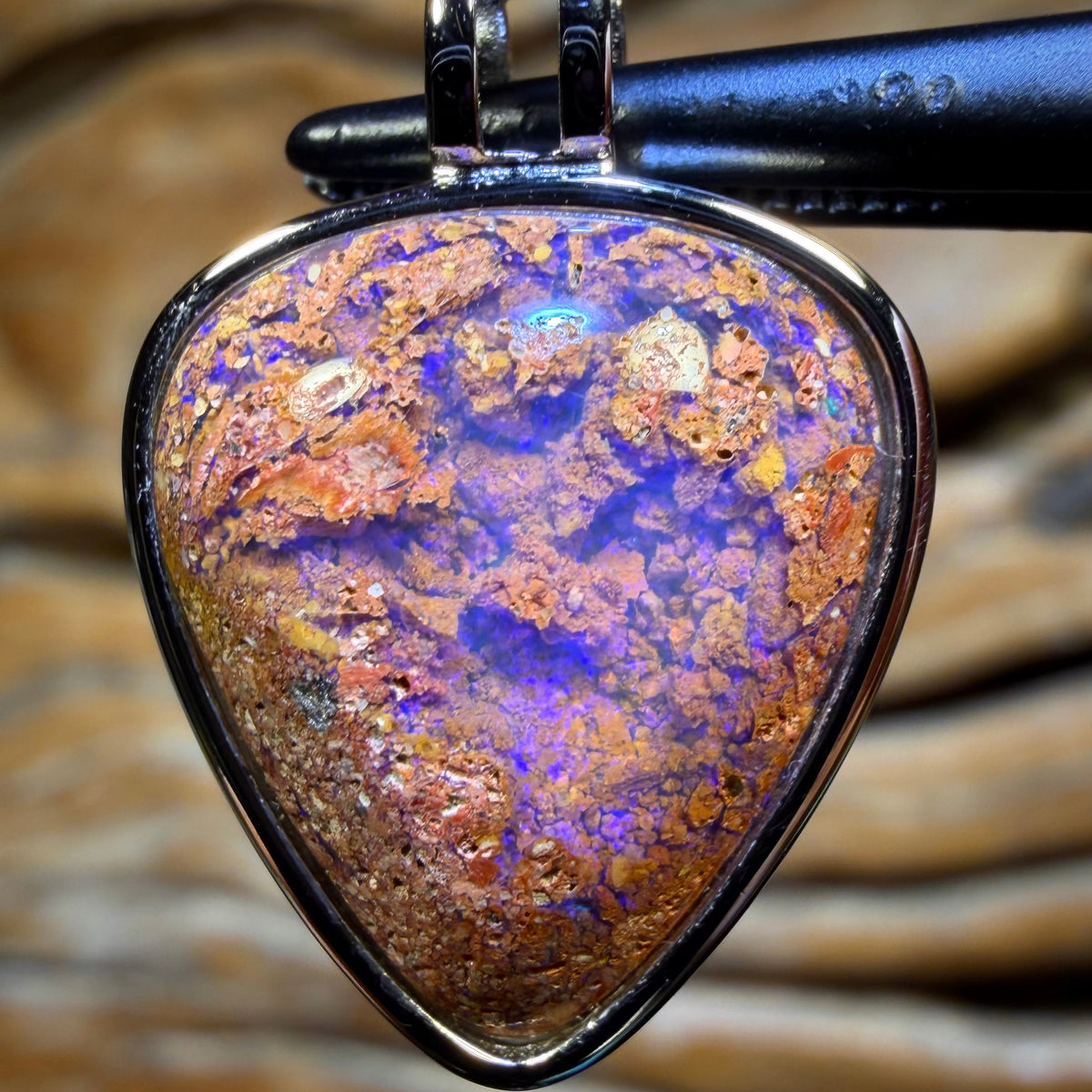 Sterling Silver - Solid Queensland Boulder Pipe Opal Pendant