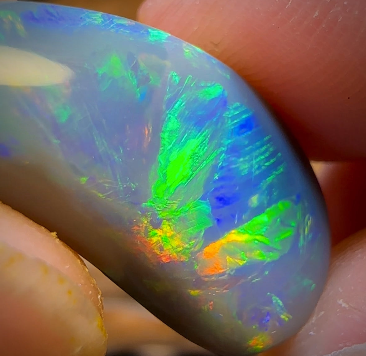 18.1cts - Super Stone Rare South Australian Dark Opal. Multicolour Magic with Amazing Pattern.
