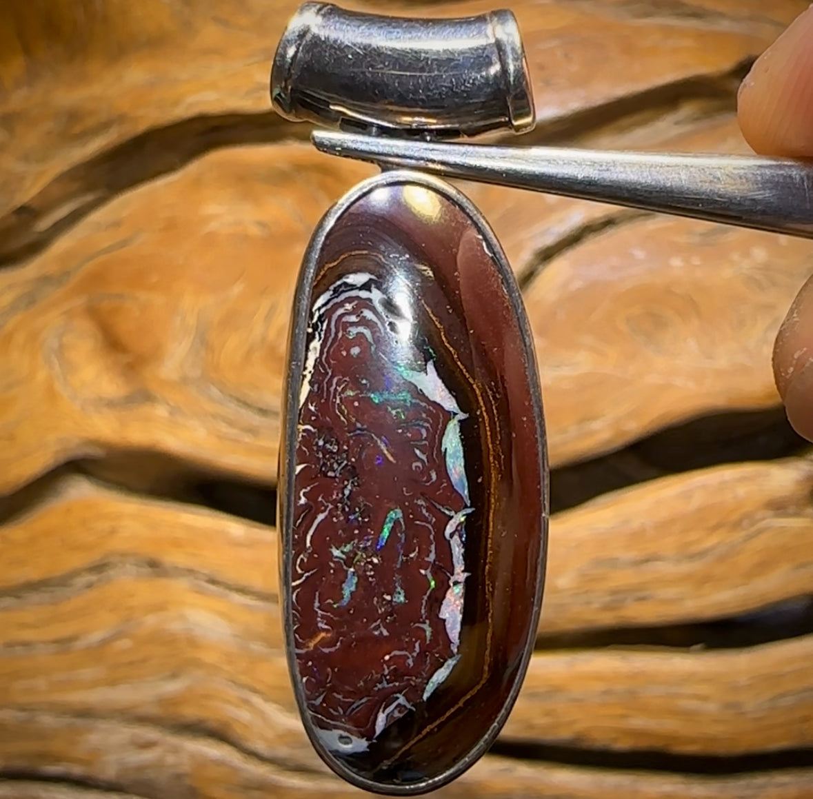 Sterling Silver - Tribal Boulder Opal UNISEX Pendant BARGAIN
