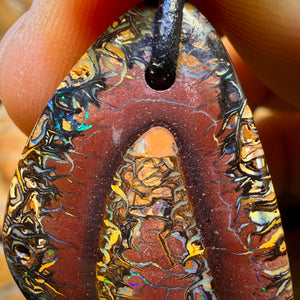 Bargain Card! 32 x 23mm - Drilled Tribal Queensland Boulder Opal Necklace