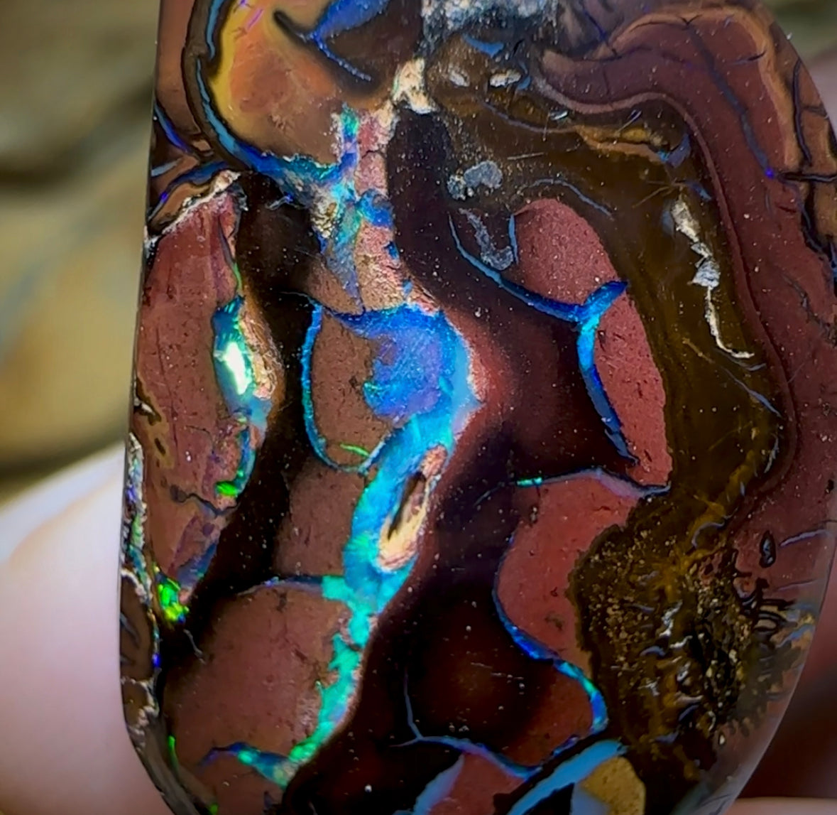 34.4cts - “Zebra” Tribal Yowah Nut Opal. Australian Opal - Opal Whisperers