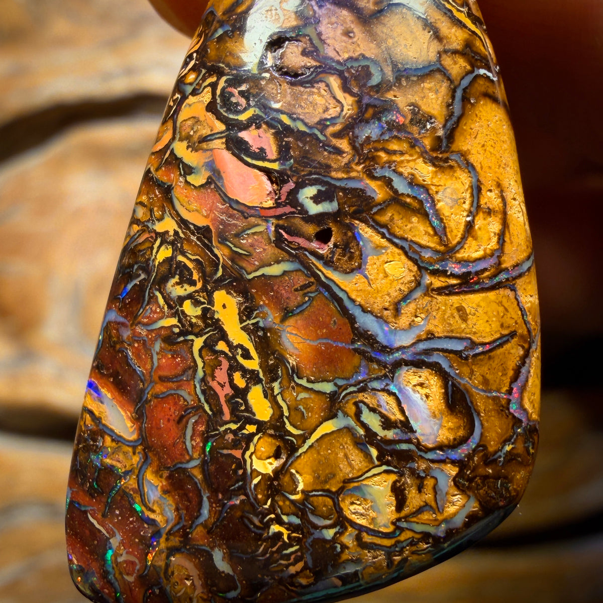 36 x 19mm - Drilled Tribal Queensland Boulder Opal Necklace