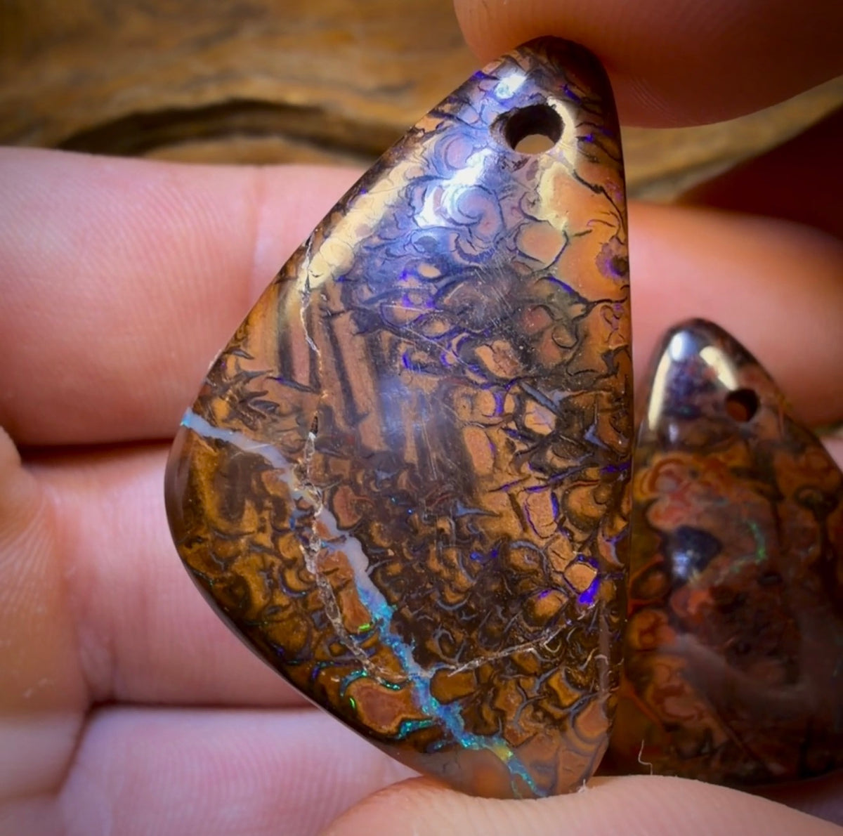 109.8cts - 3x Drilled Queensland Boulder Opals. Wholesale Parcel