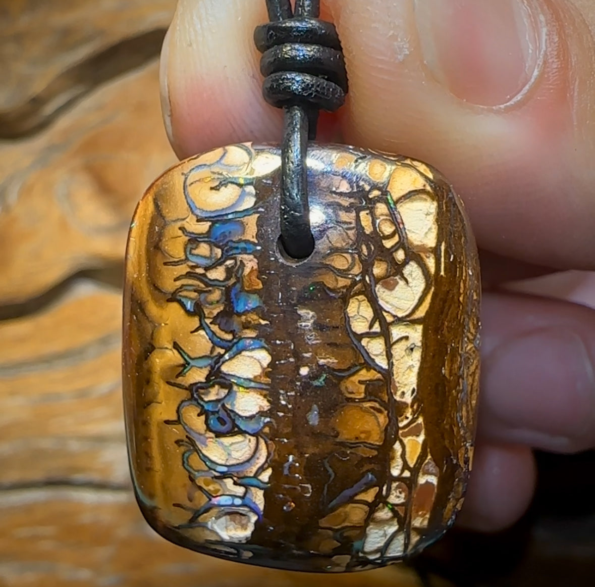 29 x 24mm - Awesome Tribal Drilled Australian Boulder Opal Necklace