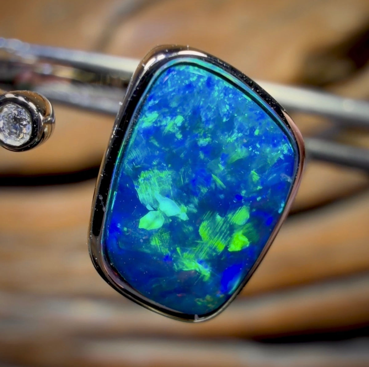 14k White Gold - Queensland Boulder Opal Doublet Ring