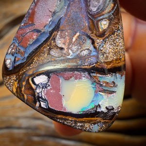 40 x 25mm - Wow Tribal Conglomerate Drilled Tribal Queensland Boulder Opal Necklace