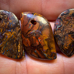 50.9cts - 3x Drilled Queensland Boulder Opals. BARGAIN Wholesale Parcel