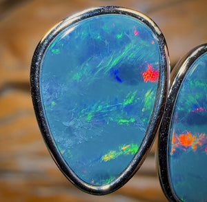 Sterling Silver - Australian Boulder Opal Doublet Stud Earrings