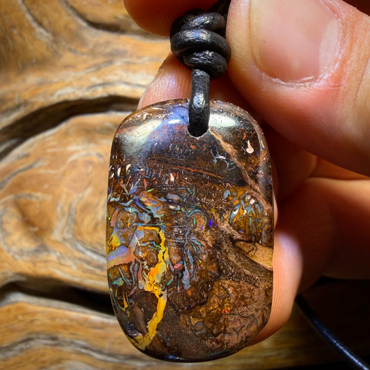 Wildcard! 32 x 21mm - Drilled Tribal Queensland Boulder Opal Necklace