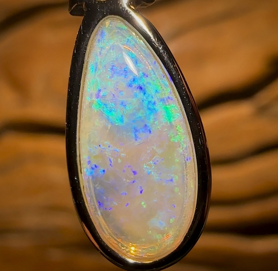 Sterling Silver - Solid South Australian Crystal Opal Pippi Shell Quality Pendant