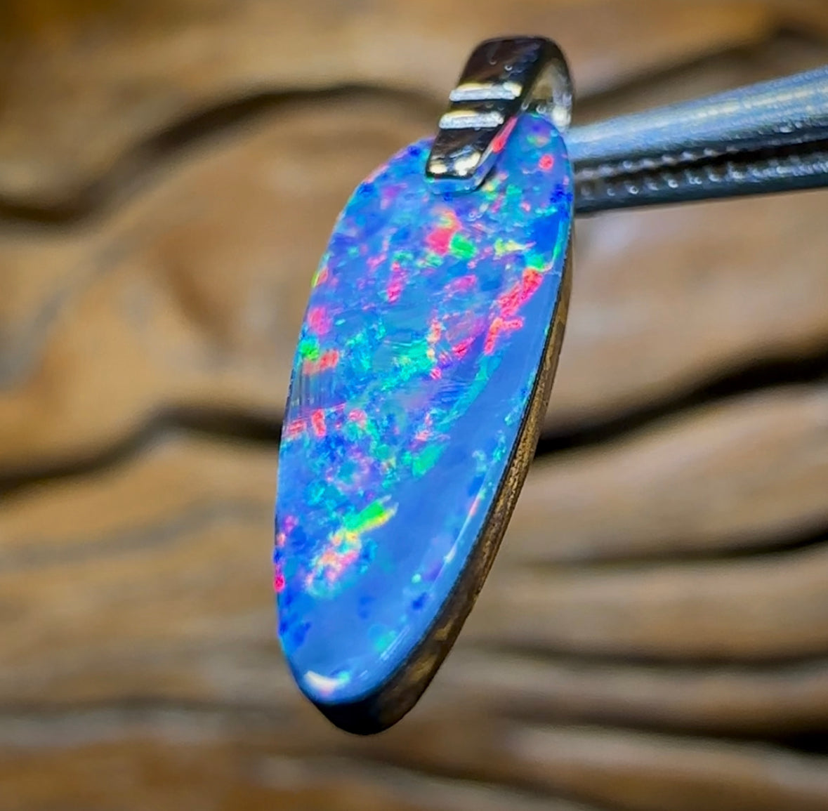 Unique Sterling Silver - Drilled Australian Boulder Opal Doublet Pendant - Opal Whisperers