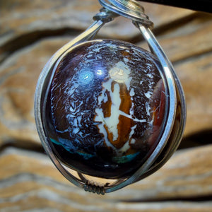 Sterling Silver - Yowah Nut Opal Bead Pendant