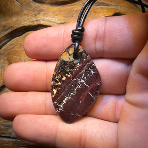 🔨 AUCTION 🔨 40 x 26mm - Wow Landscape! Drilled Tribal Queensland Boulder Opal Necklace