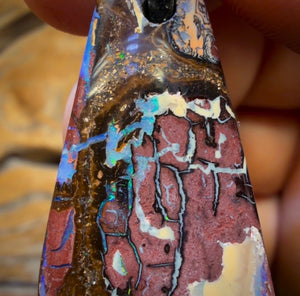 39 x 18 mm – Gebohrte Stammes-Opal-Halskette aus Queensland-Boulderopal