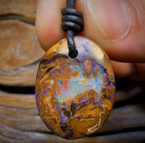 26 x 21mm - Drilled Queensland Boulder Opal Necklace