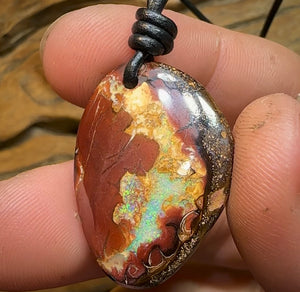 31 x 22mm- Drilled Queensland Boulder Opal Necklace - Opal Whisperers