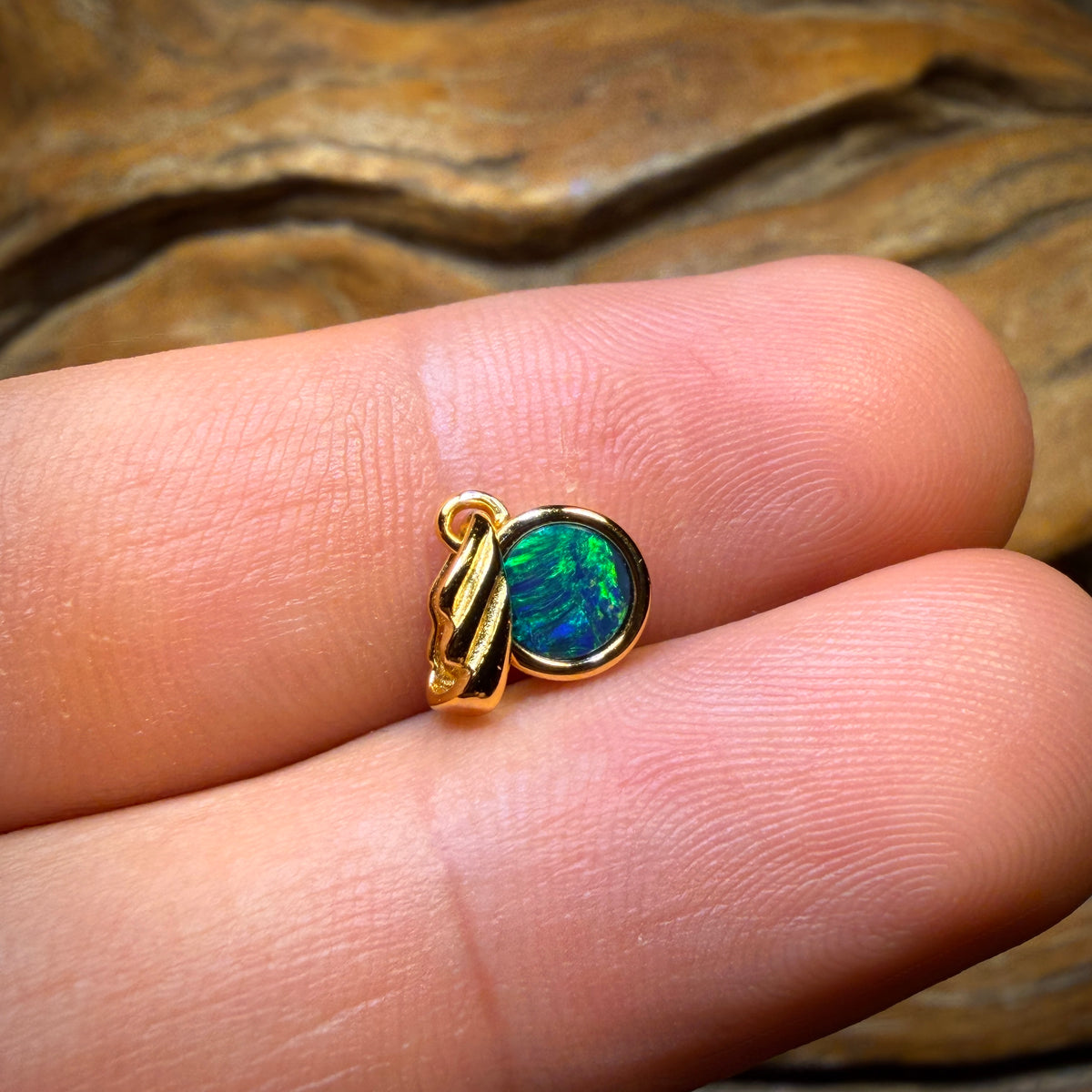 Bargain Card! Sterling Silver Gold Plated - Queensland Boulder Opal Doublet Pendant