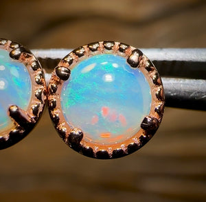 Sterling Silver Plated - South Australian Crystal Opal Stud Earrings