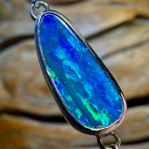 Sterling Silver - Australian Boulder Doublet Opal Bracelet