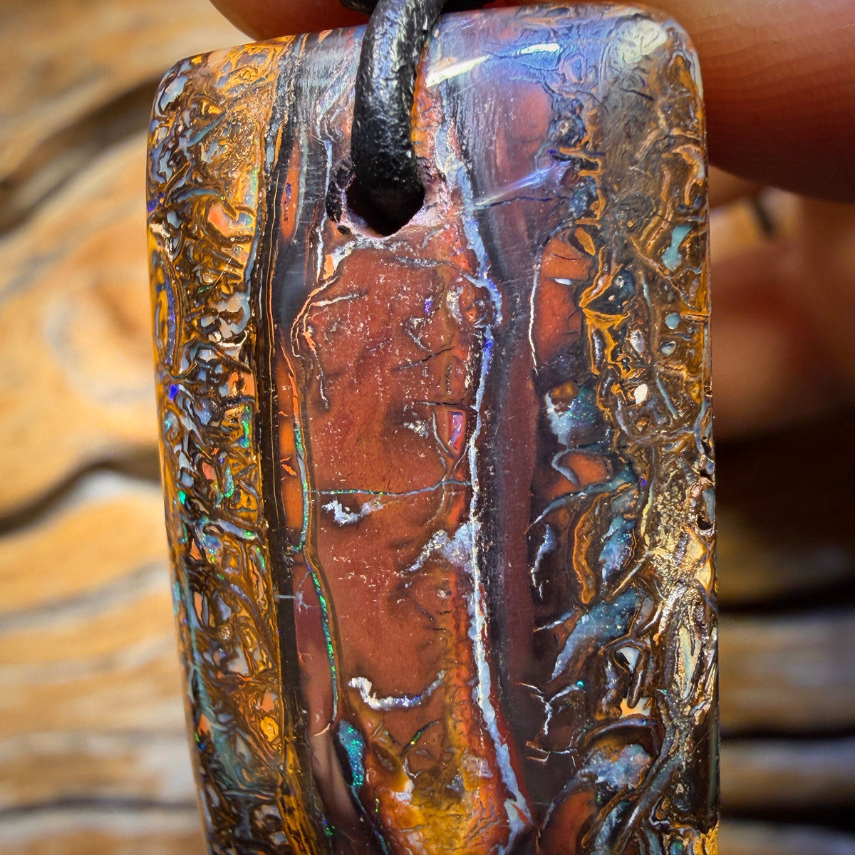 33 x 20mm - Drilled Tribal Queensland Boulder Opal Necklace