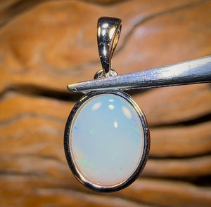 Sterling Silver - Solid South Australian White Opal Pendant