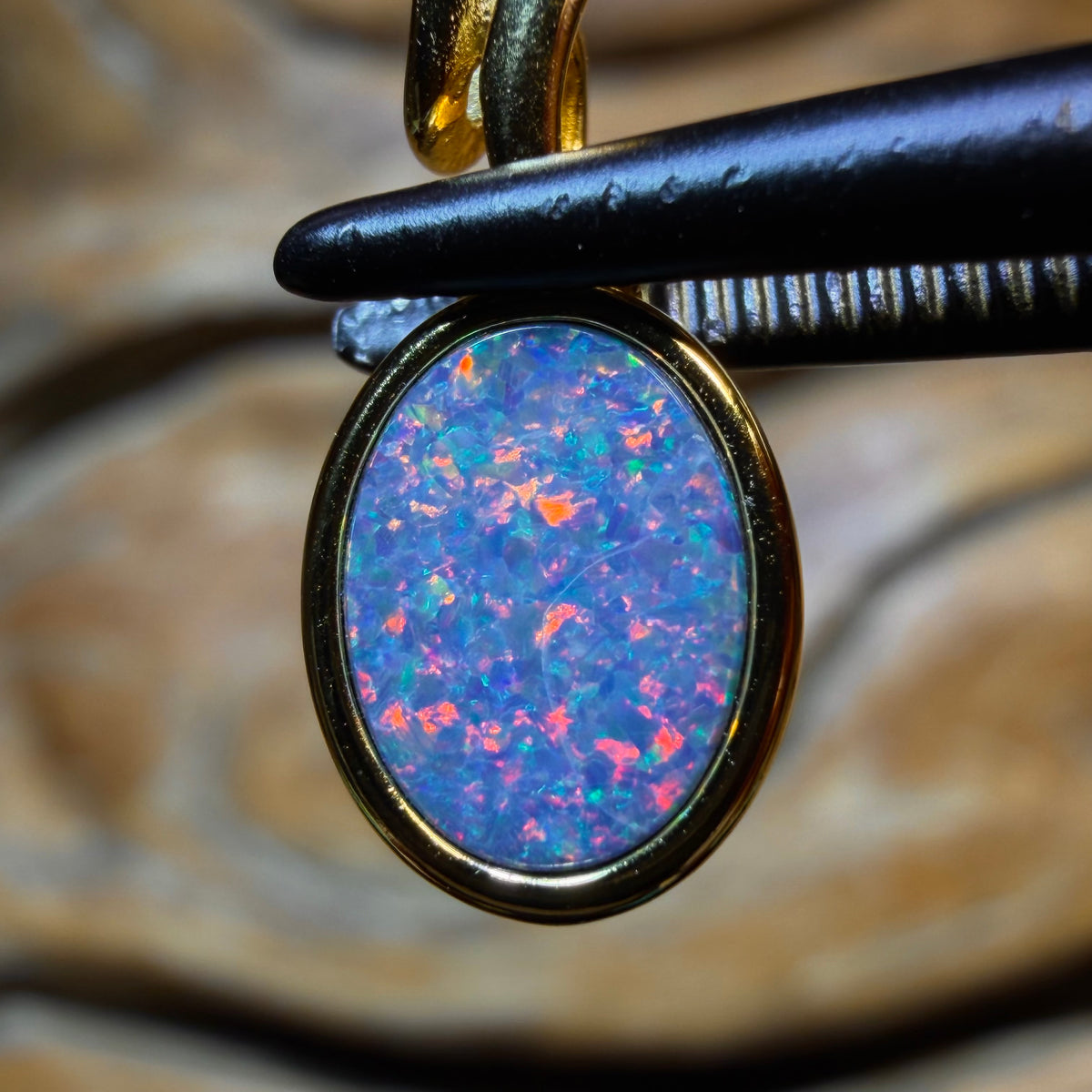 Opalfest Wildcard! Sterling Silver Gold Plated - Queensland Boulder Opal Doublet Pendant