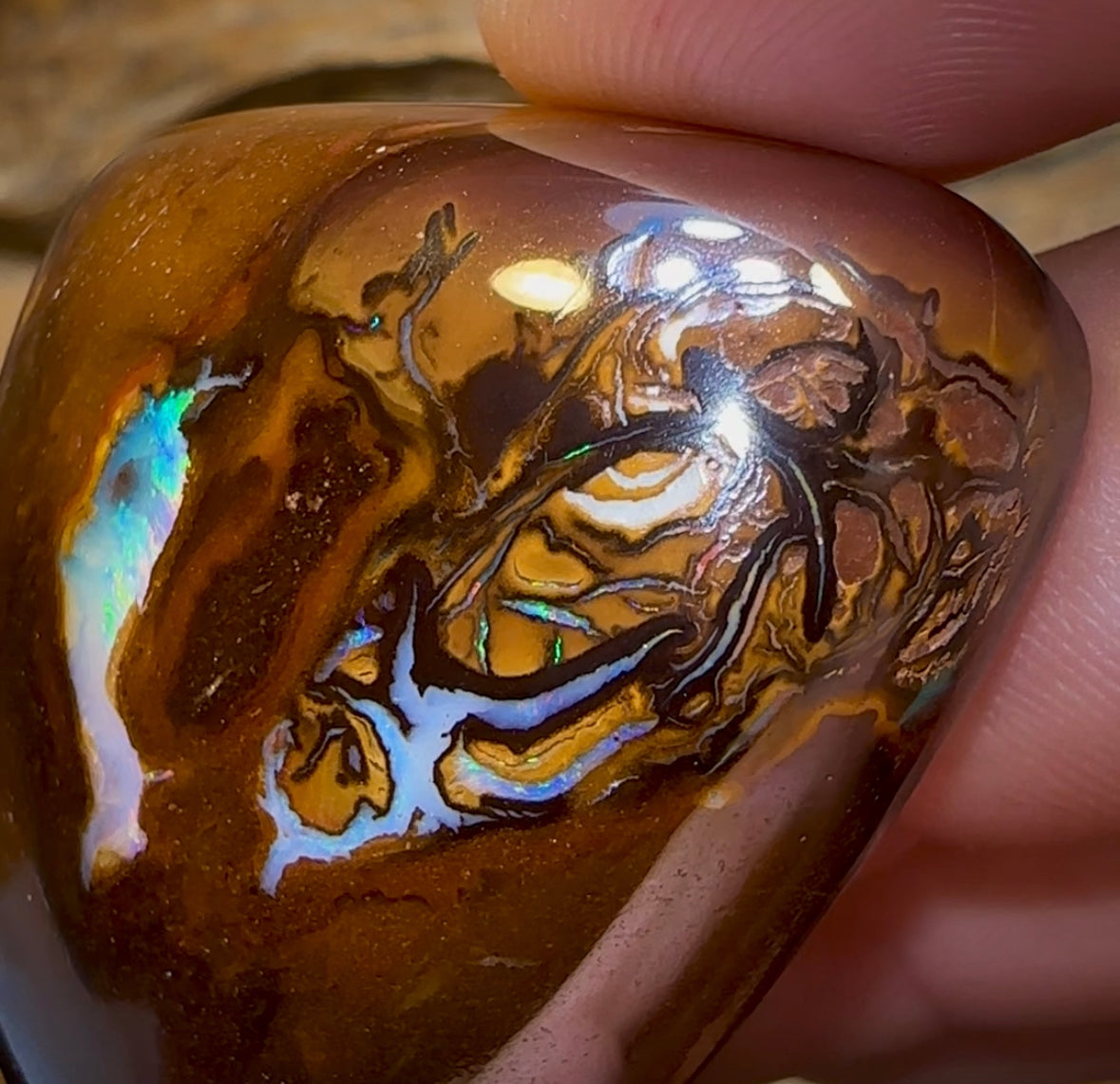 273.7cts - “Mystic Creature” Yowah Nut Crystal Centre Opal. Polished Specimen - Opal Whisperers