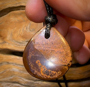 29 x 26mm - Drilled Boulder Opal Pendant w/ Eco Friendly Vegan Cord